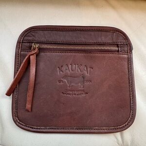 KAUKAU Leather Goods Handmade Pouch – Brown Full-Grain Leather